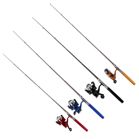 Pocket Pen Shape Mini Portable Camping Travel Fishing Rod Pole Reel Aluminum Alloy + Reel 100M Line