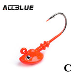 ALLBLUE Fish Head Hooks 4pcs/lot 10g Lead Head Hook Lure Hook Jig Head Multicolor Fishing Tackle Fishing Hooks