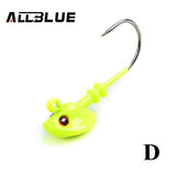 ALLBLUE Fish Head Hooks 4pcs/lot 10g Lead Head Hook Lure Hook Jig Head Multicolor Fishing Tackle Fishing Hooks