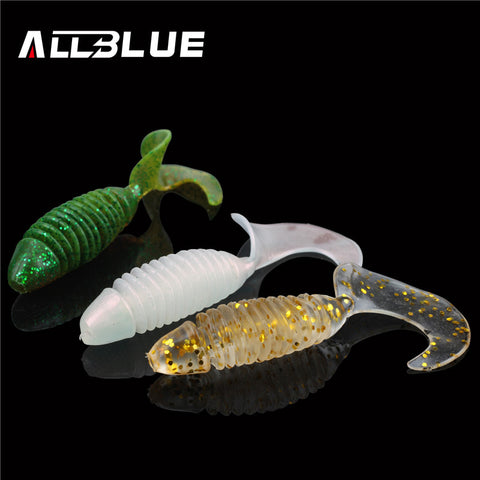 ALLBLUE 8pcs/lot Screw Curly Tail Soft Grub 45mm 3g Jerkbait Wobbler Jigging Capuchin Maggots Fishing Lure Silicone Bait