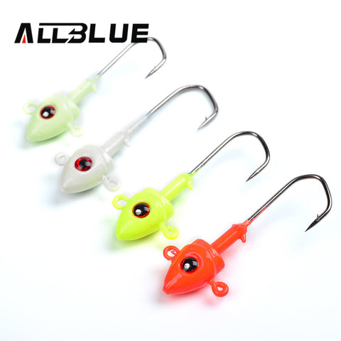 ALLBLUE Fish Head Hooks 4pcs/lot 7g Lead Head Hook Lure Hook Jig Head Multicolor Fishing Tackle Fishing Hooks