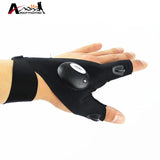 Fingerless Glove LED Flashlight Torch Outdoor Hunting Fishing Hiking Magic Strap Survival Rescue Light Glove Left /Right Hand#