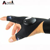 Fingerless Glove LED Flashlight Torch Outdoor Hunting Fishing Hiking Magic Strap Survival Rescue Light Glove Left /Right Hand#