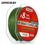 DAGEZI 8 strand 300m/330YDS With Gift  Super Strong  10-80LB brand fishing lines 100% PE Braided Fishing Line smooth line
