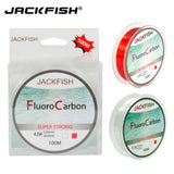 JACKFISH 100M Fluorocarbon Fishing Line  red/clear two colors 4-32LB Carbon Fiber Leader Line  fly fishing line pesca