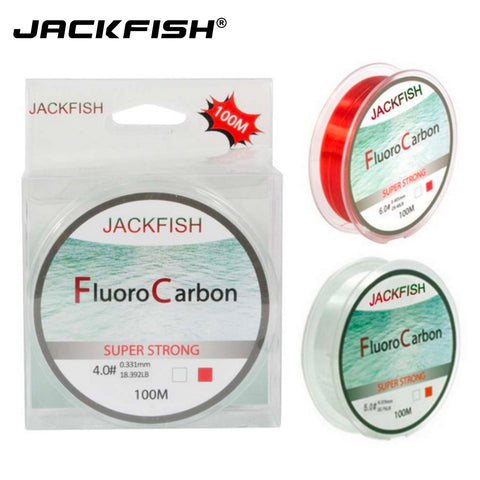JACKFISH 100M Fluorocarbon Fishing Line  red/clear two colors 4-32LB Carbon Fiber Leader Line  fly fishing line pesca