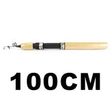 DAGEZI Wooden handle Ice Fishing Rod Telescopic Winter Fishing Stick Ultra light Ice Fishing Tackle 60/80/100cm