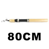 DAGEZI Wooden handle Ice Fishing Rod Telescopic Winter Fishing Stick Ultra light Ice Fishing Tackle 60/80/100cm