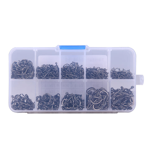 200/300/400/500/600pcs Fishing Hook Jig Hooks with Hole Fly Fishing Tackle Box 3# -12# Carbon Steel 10 Sizes Fishhook