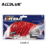 ALLBLUE Creek Single Tail Soft Bait 3.2g/82mm 8pcs/lot Biforked Grubs Silicone Fishing Lures isca artificial