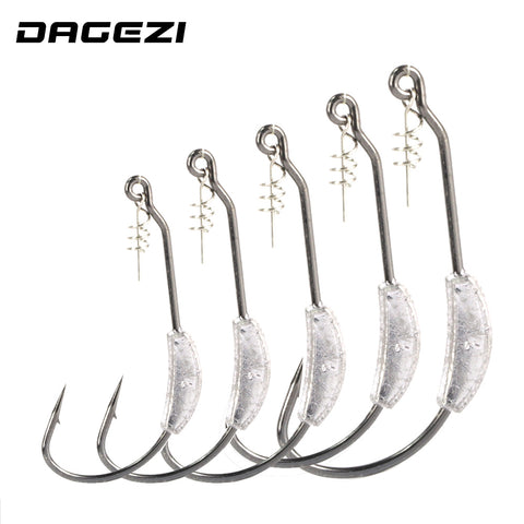 DAGEZI 5size/lot With the lead barbed crank hook Fishing Hook Pesca Fish Hooks Carp Worm hooks 2G/2.5G/3G/5.25G/G7G