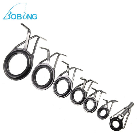 Bobing 7Pcs/lot 0.5-1.8cm Mixed Size Fishing Rod Guides Tip Fish Pole Repair Kit Line Rings Eyes Set
