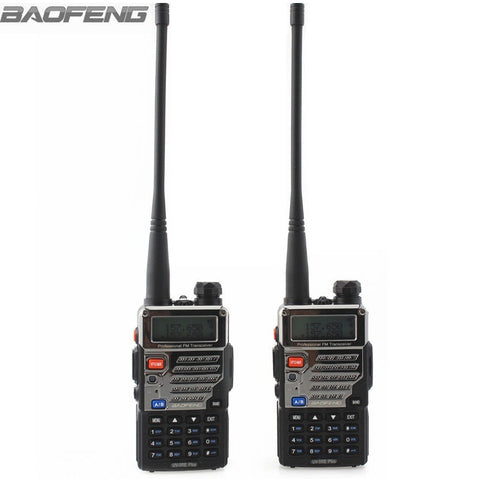 2pcs BaoFeng Walkie Talkie UV-5RE Plus Metal Black Ham Two Way Radios Dual Band 136-174&400-520MHz Portable For Trucker Hunting