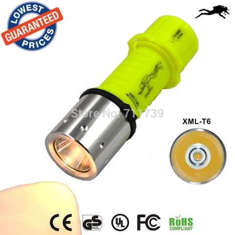 DV02 Professional Portable XML-T6 LED Lighting Underwater Diving Flashlight Lantern Torch Waterproof Lamp For Hunting Camping