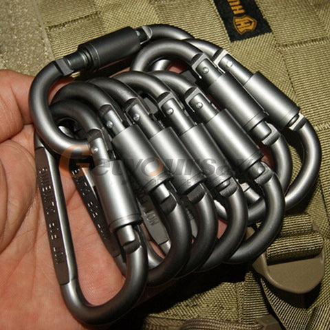 5pcs Outdoor Camping Equipment Aluminum Carabiner Hunting Equipment Survival Kit Lock Carabiner