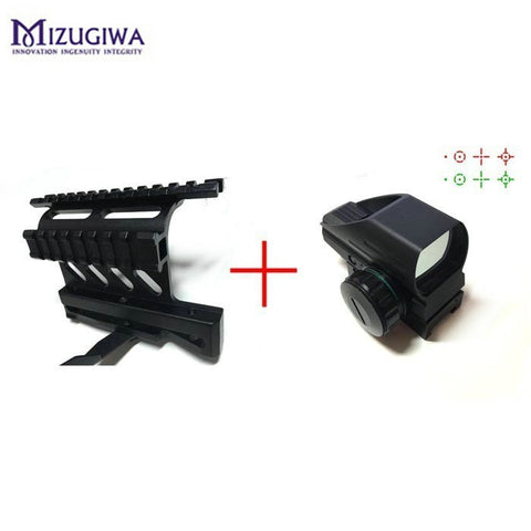 Green Red Dot Sight Reflex Scope 20mm Hunting Tactical AK Holographic 1x22x33 Reflex +Tactical AK Side Scope Mount Quick QD 20mm