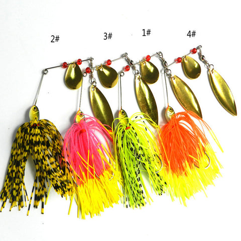MUQGEW 4pc Bass Fish Metal Bait Sequin Beard Spinnerbait Pike Fishing Tackle Rubber Jig Soft Fishing Lure #E0
