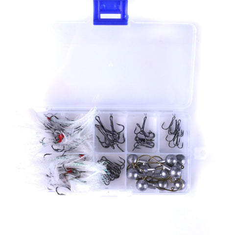 MUQGEW Hot Hooks 50pc Of Lead Head Hooks Three Claw Hook Combination Box Road Hook #E0