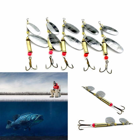 5pc Fishing Lure Spoon  Hard Bait Metal Fishing Lures Sequin Baits Single Hook fishing tackle #EW