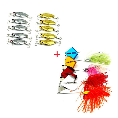 4pcs Spinner Baits and 10pcs Metal Fishing Lures Bass CrankBait Spoon Crank Bait Tackle#