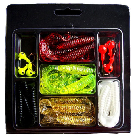 MUQGEW 13 * 15 * 1.2cm 94g Lures 30Pcs Soft Worm Lure Set Head Jig Hooks Fishing Baits Set Tackle #E5