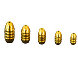 5Pcs/Set Fishing Hook Bait Line Screw Thread Copper Bullets Shape Fish Sinkers