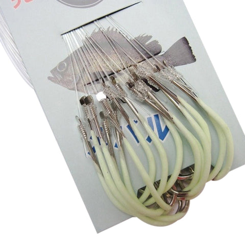 New Luminous Fishing hooks Authentic barbed hook with fishing line Overturned Fish Hook 12# 14# 16# 18#