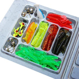 Fishing lure 35-50pcs/Set spoon Soft Worm Jigging lure with 10Lead Jig Head Hooks soft Lures china sabiki Quality (Random Color)