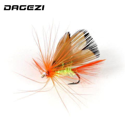 DAGEZI Feather Single Treble Hooks Carp Fish Lure Water surface 10pcs/lot Fly Fishing Lure Artificial Fishing Bait with box