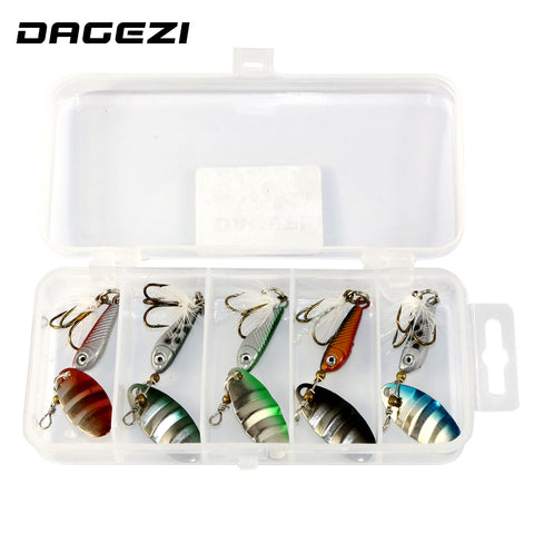 DAGEZI brand  Metal fly Fishing Lure Hard Bait fishing tackle with Feather/Treble High carbon steel fishing Hook pesca