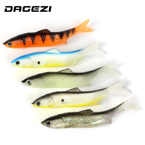 DAGEZI 5pcs/lot Luminous Soft Lure 13.2cm 13g Wobblers Artificial Bait lead inside Fishing Lures Sea Bass Carp Fishing Lead