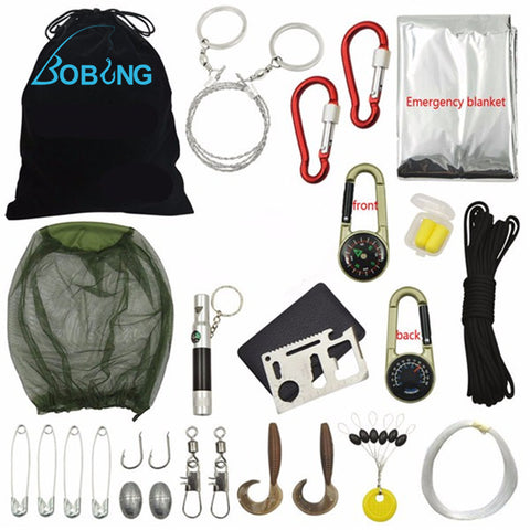 Bobing 18 In 1 Multifunctional Outdoor Fishing Tools Tackle Gear Survival Kit Emergency Kit Wild Travel Essentials Accessories
