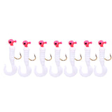 7pcs/pack Soft Fishing Lures Baits Gigged Twirl Tails Jig Ball Head Artificial Bait Fake Lure Fishing Tackle Accessories 3 Color