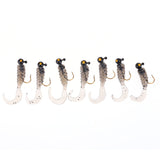7pcs/pack Soft Fishing Lures Baits Gigged Twirl Tails Jig Ball Head Artificial Bait Fake Lure Fishing Tackle Accessories 3 Color