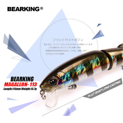 Retail Bearking 2017 hot model fishing lures hard bait  113mm 13.7g  minnow equiped quality professional black or white hooks