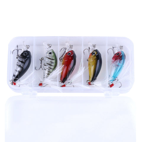5 Pcs 4.5cm Plastic Enviropaints Useful Outdoor Swimbait Twitching Minnow Crank Fishing Lures Bait With Hooks Cords With Box #EW