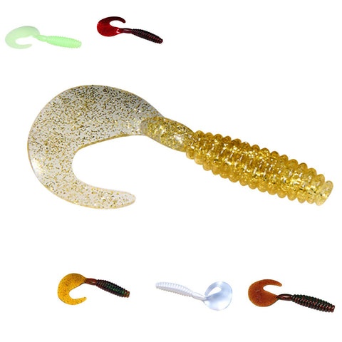 6cm Soft Lightweight Tail Fishing Lures Curly Artificial Grub Panfish Long Fish Sargo Trout Crankbait #EW
