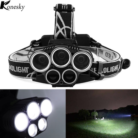 LED Headlamp 18650 Torch Flashlight Rechargeable 6 Light Modes for Outdoor Sports Bike Bycicle Camping Biking Hunting Fishing