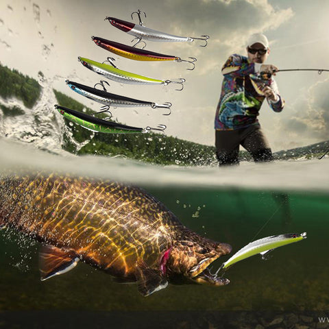 MUQGEW 5pc Fishing tackle Fest Minnow Lure Artificial fishing lures with 2 fish hooks #S0