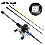 DAGEZI Lure Fishing Rod +Baitcasting reel Spinning Fishing wheel lure Rod combo 1.8m/2.1m casting rod+reel fishing tackle