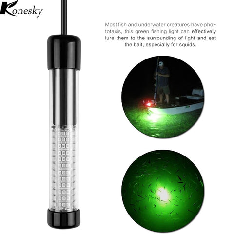 IP68 12V Green 180-LED Fishing Light Underwater Submersible Lamp Fish Bait Light 10.8W 900 Lumens with Battery Clip & 5m Cable