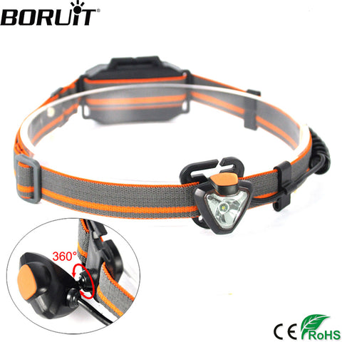 BORUiT G023 XPE LED 600LM Headlight 360 Degree Rotate Headlamp 4-Mode Head Torch Light Lamp Hunting Frontal Lantern AAA Battery