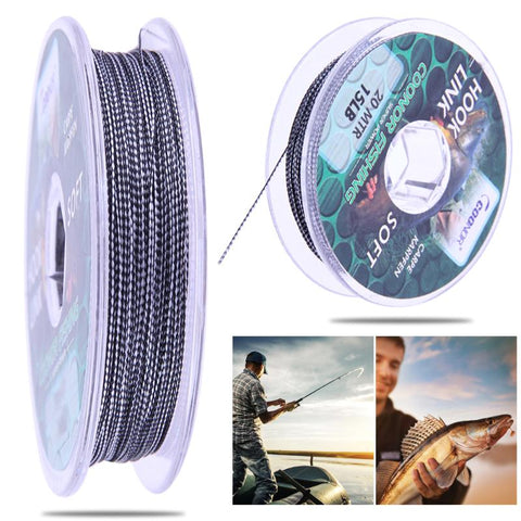 20m/65.6ft Leadcore Braided Fishing Line Camouflage Carp Fishing Line Hair Rigs Lead Core Strong Casting Line 15/20/35lb