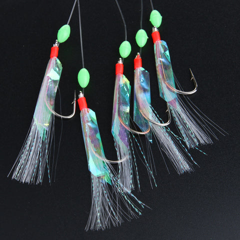 5Packs/Lot Sabiki Soft Fishing Lure Rigs Bait Jigs Lure Soft Lure Worn Fake String Crystal 3/0# Barbed Hook Pesca Fishing Lures