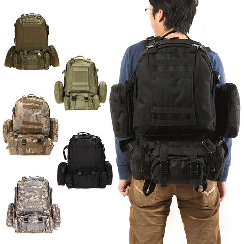 55L Large Outdoor Military Tactical Backpack Rucksacks Camouflage Unisex Camping Hiking Hunting Sports Bags Packs bolsa