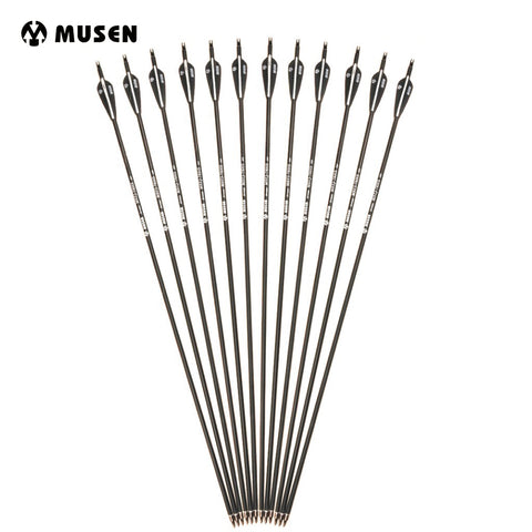 6/12/24pcs/lot 28/30 inches Spine 500 Carbon Arrow with Black and White Color for Recurve/Compound Bows Archery Hunting K