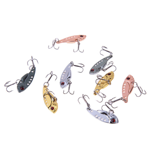 8pcs/lot 3.5cm Metal VIB Fishing Lures Bass Spoon Crank Baits Hook Artificial Bait Fake Lure Fishing Tackle Mixed Color Pesca