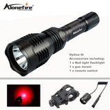 AloneFire HS-802 Hunting LED Flashlight Green Red Light Lighting Torch Dual mode Remote Pressure Switch+Gun mount