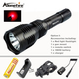 AloneFire HS-802 Hunting LED Flashlight Green Red Light Lighting Torch Dual mode Remote Pressure Switch+Gun mount