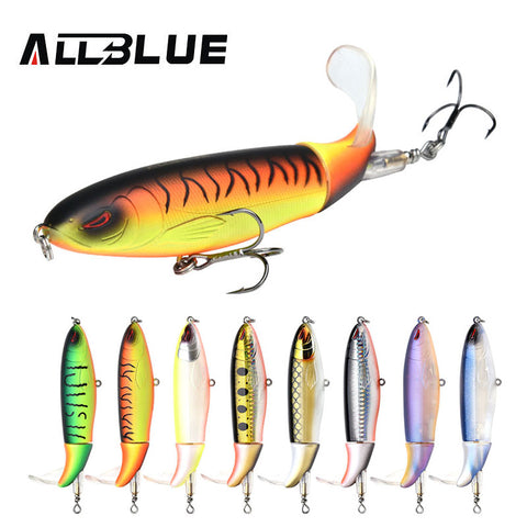 ALLBLUE Whopper Popper Topwater Fishing Lure 13g 9cm Artificial Bait Hard Fishing Plopper Hook Soft Rotating Tail Fishing Tackle